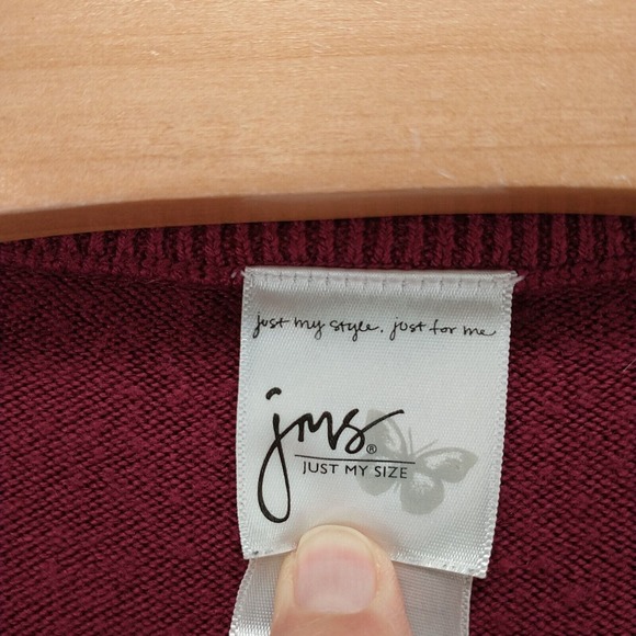 JMS Just My Size Women's Pullover Knit Sweater Beet Red Burgundy 2X Scoop Neck - Picture 8 of 12